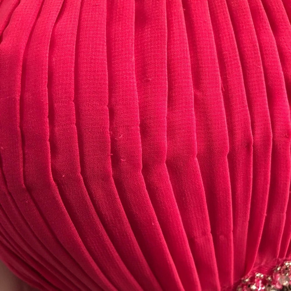 Pink Chiffon Strapless Graduation Dress Beaded Accent Scarf  Size 4 - Picture 9 of 11